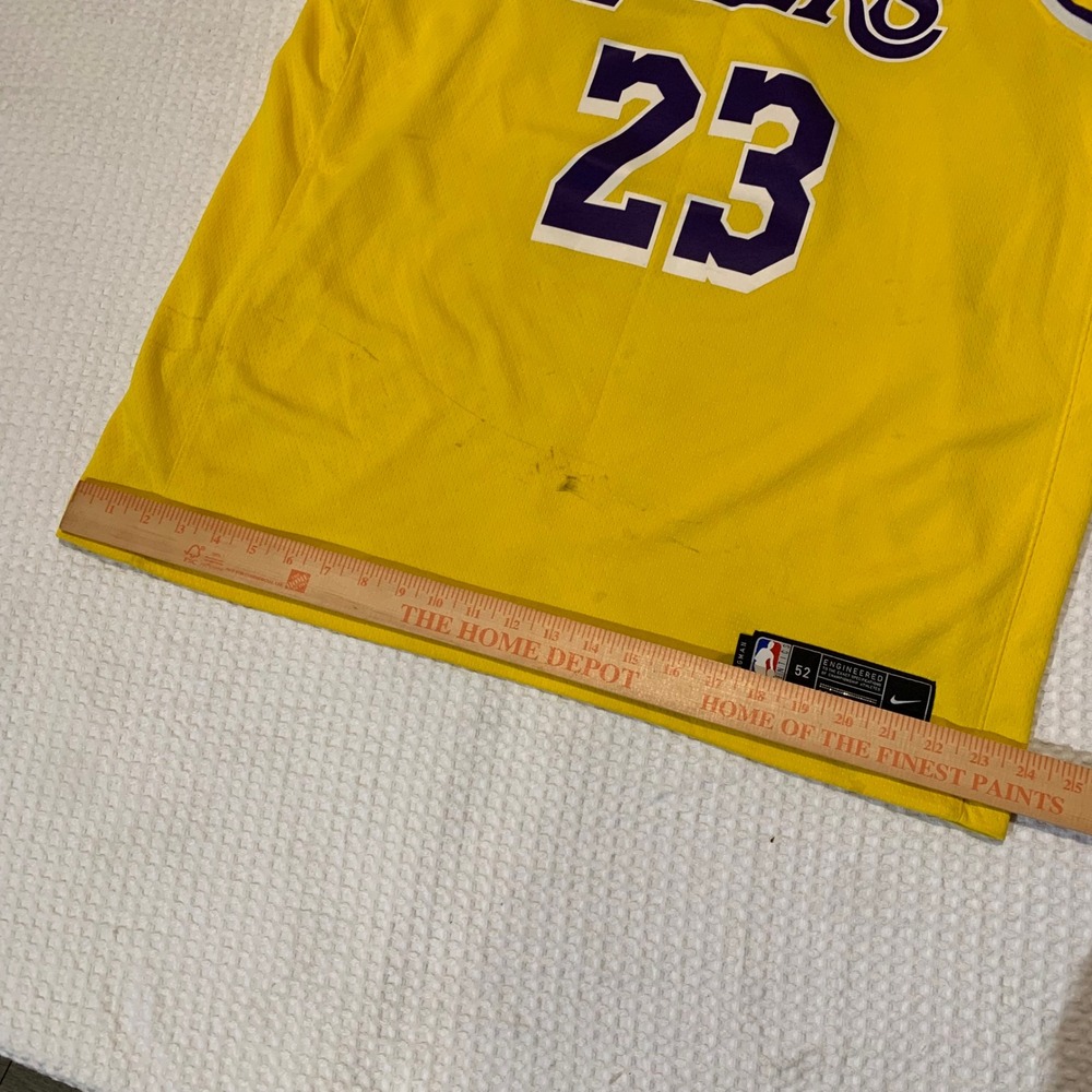 Nike NBA Los Angeles Lakers LeBron James 23 Swingman Jersey Yellow XL 52 - Picture 5 of 7